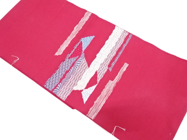 JAPANESE KIMONO / ANTIQUE NAGOYA OBI / SILK / WOVEN ABSTRACT